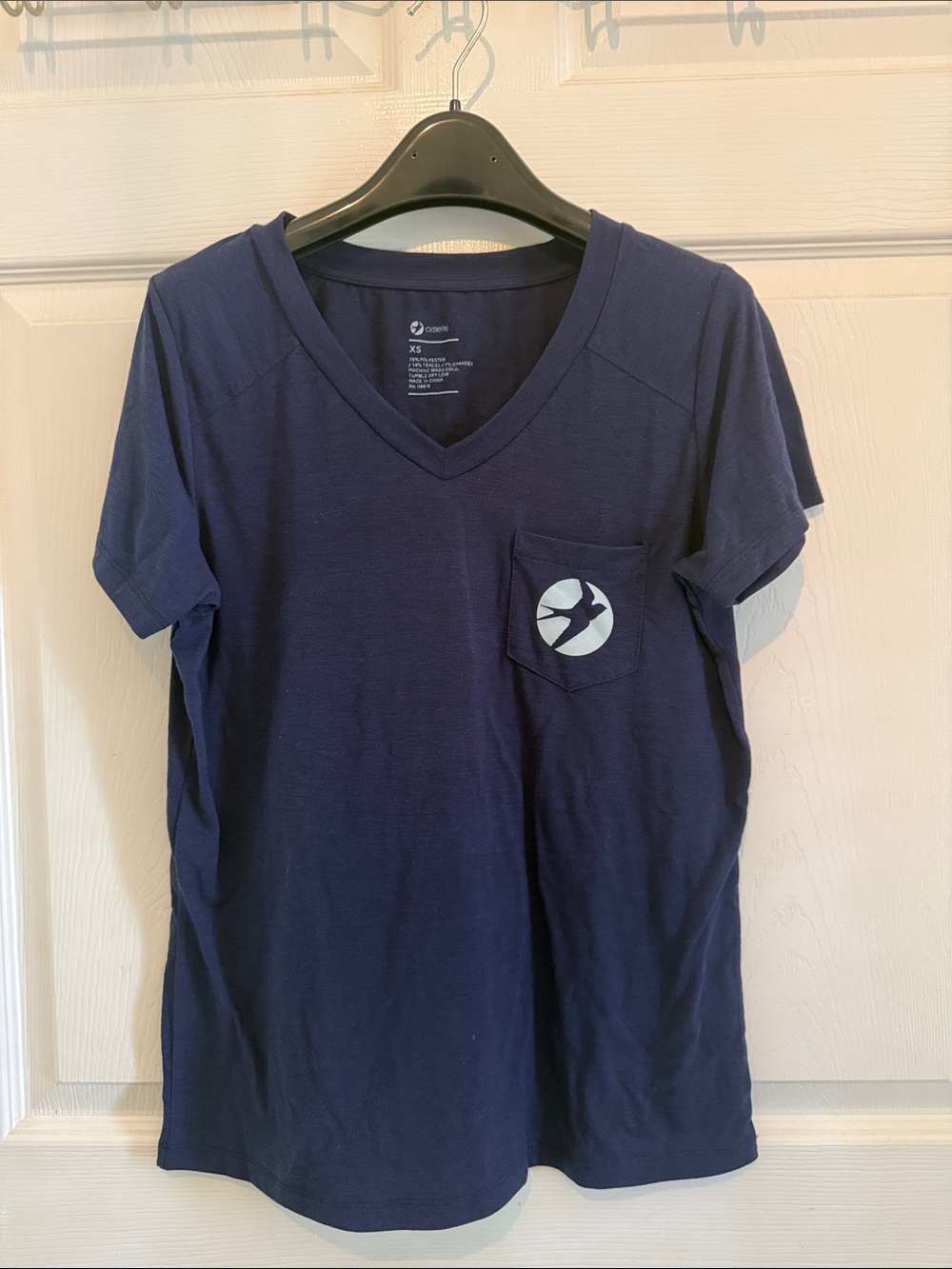 oiselle Navy V-Neck Pocket Tee- Go fast Take Chances